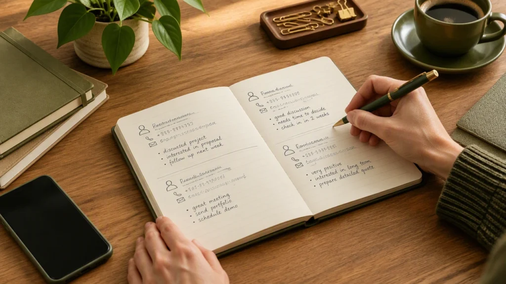 how to organize client contact notebook