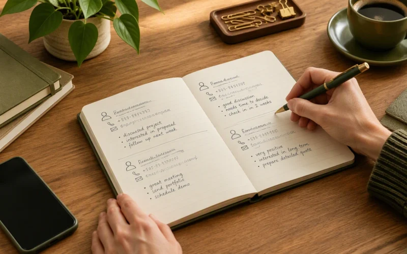 how to organize client contact notebook